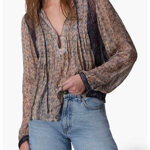Women's Patterned Blouse - Brown and Blue